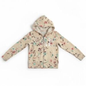 GAP Kids Floral Print Zip-Up Hoodie with Rhinestone Logo | Size XL (12)